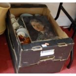 Two trays containing a quantity of mixed glassware and ceramics, to include Wedgwood, carnival