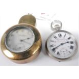 A West Watch Company Swiss made railway service watch, having keyless movement, in nickel case;