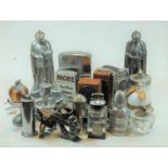 A large collection of novelty and table lighters to include oversized Zippo, pair of bellows,