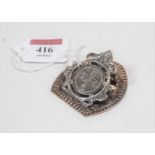 A late Victorian silver and embossed letter clip, set with the crests of the four home nations, 1.