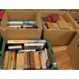 Three boxes of miscellaneous books to include Scott Fitzgerald The Bodley Head, Christopher