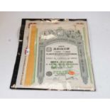 A collection of early 20th century Bond certificates to include the Commercial Bank of SIberia,