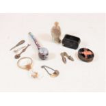 A collection of miscellaneous items to include agate pocket snuff box, lacquered pocket snuff box,