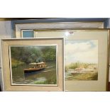 Charles E Coote - Vintage steam launch at Sudbury, oil on artists board, signed lower right, 26 x