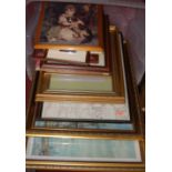 A box of assorted principally modern prints and frames