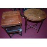 A 19th century mahogany square three-tier wash-stand, having central drawer; together with a circa