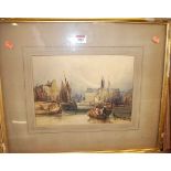 William Callow (1812-1908) - harbour scene, watercolour with bodycolour, signed lower left,