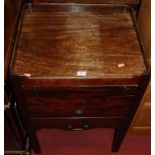 An early 19th century mahogany night commode, having hinged compartment over single lower drawer,