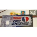 A perspex retailer's advertising sign for Diet Pepsi, 78 x 174cm; together with a smaller example