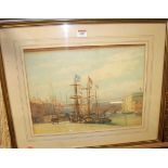 Alfred Oliver Townsend (1846-1917) - harbour scene, watercolour, signed lower left (Note: with