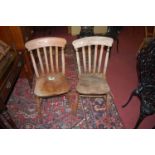 Nine various early 20th century elm seat and beech slat back kitchen chairsCondition report: Some