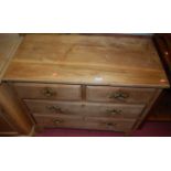 An Edwardian satin walnut chest, of two short over two long drawers, w.91cm