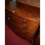 A 19th century mahogany bowfront chest, of two short over three long graduated drawers, w.108cm