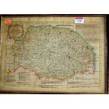 After Thomas Bowen - 18th century county map of Norfolk, colour engraving, 25x35cm