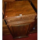 A 19th century mahogany pedestal cupboard, the single upper drawer over conforming panelled cupboard