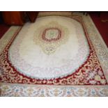 A contemporary Chinese cream ground superwash carpet, 375 x 268cmCondition report: Pile very good,