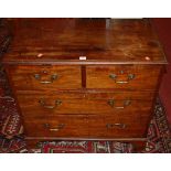 A 19th century mahogany low chest of two short over two long graduated drawers, w.83cm