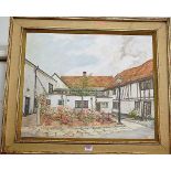 Alfred H Palmer (1911-1985) - The back of the Bull, Long Melford, oil on mill board, signed with