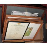 Assorted prints to include a set of four humorous cricket prints, after Charles Crombie, together