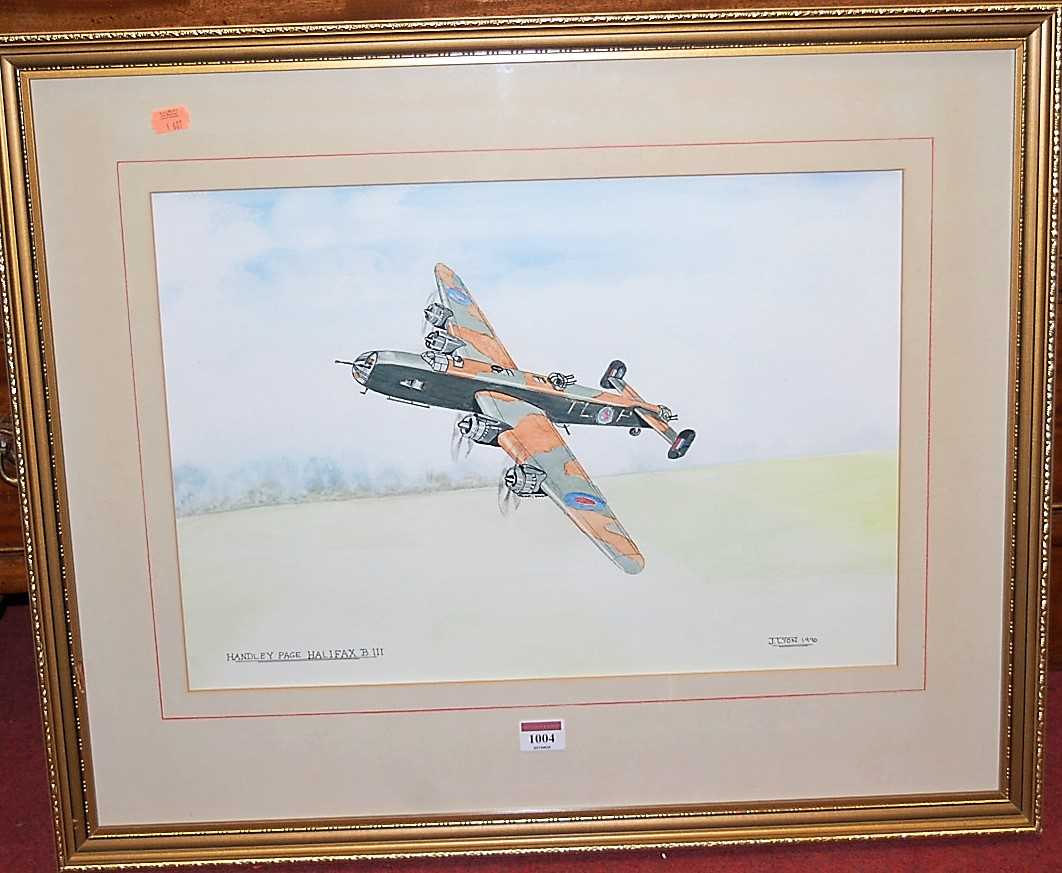 J. Lyon - Handley Page, Halifax, B.III, watercolour, signed and dated 1990 lower right, 34 x 48cm