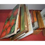 Assorted pictures and prints to include wildlife photographs set of 6, tomatoes unframed oil on