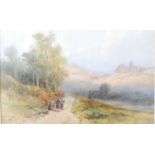 *Henry Whatley (1842-1901) - Travellers on a hillside path, watercolour, signed and dated '97