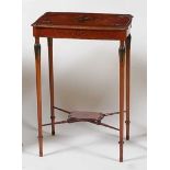*A Sheraton period painted satinwood occasional table, having a shaped and crossbanded top,