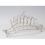 A late Victorian silver six-division toastrack, of elliptical form, 5.9oz, maker George Nathan &