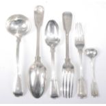 A Victorian silver part cutlery suite, in the Fiddle & Thread pattern, comprising pair of