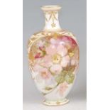 A 19th century Berlin KPM porcelain bottle vase, decorated with wildflowers and heightened in gilt