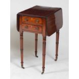 A Regency mahogany work table, the fall leaves having a reeded edge, over two real drawers