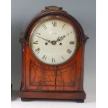 *J (T?) Bell - an early 19th century mahogany and brass inlaid bracket clock, having signed white