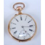 A gent's early 20th century Surete 18ct gold cased open faced pocket watch, having an unsigned and