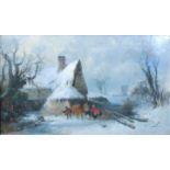 Edward Robert Smythe (1810-1899) - Travellers in a winter landscape, oil on canvas, signed lower