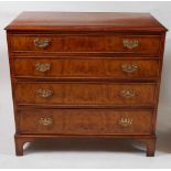 A walnut and figured walnut four-drawer chest, in the early 18th century style, the top having