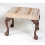 A mahogany framed dressing stool, in the Georgian style, early 20th century, having a woolwork