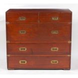 *An early 20th century teak, camphor wood and brass bound campaign chest by Army & Navy Co-Op Stores