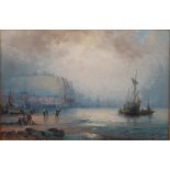 William Georges Thornley (1857-1935) - Scarborough at Sundown, oil on panel, signed lower left, 20 x