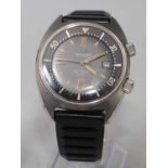 A gent's steel Technos Sky Diver 200m automatic wristwatch, circa 1970s, the signed grey dial with