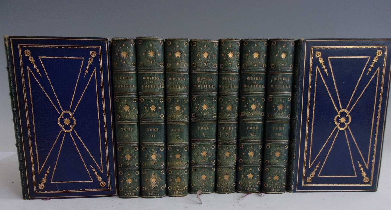 Les Oeuvres De Moliere. Alphonse Lemerre, Paris nd. Presented in 9 full leather bindings (8 vols