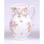 A Lowestoft porcelain sparrow-beak cream jug, polychrome enamel decorated in the Curtis pattern,