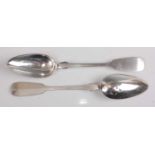 A set of six white metal tablespoons, in the Fiddle pattern, unmarked but test as approx 925 silver,