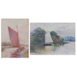 (George) Parsons Norman (1840-1914) - A Norfolk wherry boat, watercolour heightened with white,