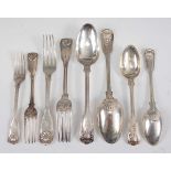 A circa 1830 silver harlequin cutlery suite, in the Fiddle, Thread & Shell pattern, comprising