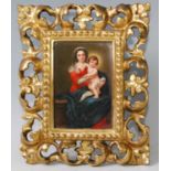 19th century Italian school - Madonna and Child, enamel on porcelain plaque, 13 x 8.5cm, with