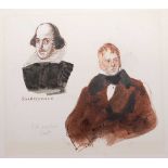 John Sergeant (1937-2010) - Shakespeare and Sir Walter Scott, bust portraits, ink and
