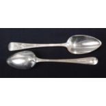 A set of six George IV silver dessert spoons, each having bright cut engraved handles with