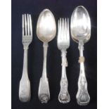 Assorted Scottish silver flatware in the Kings and the Fiddle patterns, comprising a pair of table