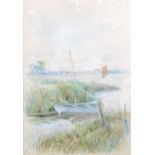 (George) Parsons Norman (1840-1914) - Broadland scene, watercolour heightened with white, signed
