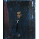 Early 19th century English school - Three-quarter length portrait of a gentleman, oil on canvas,